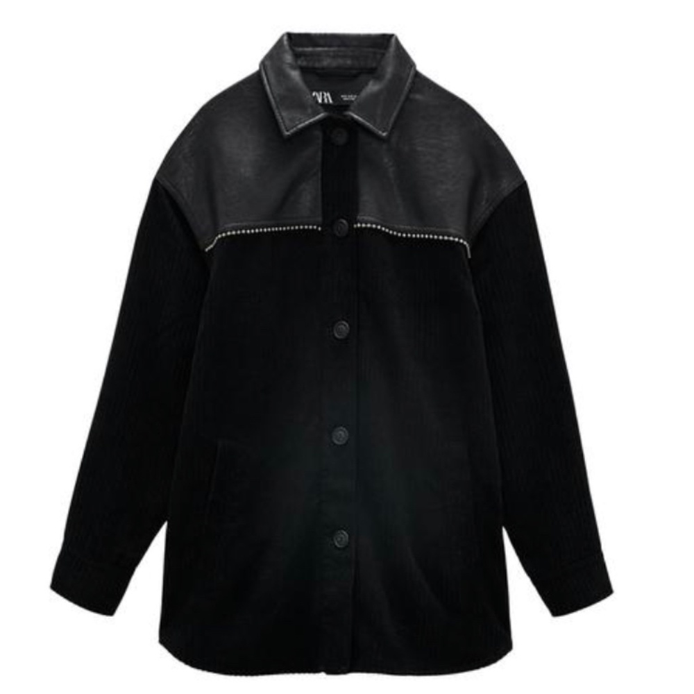 ZARA CONTRASTING CORDUROY OVERSHIRT SZ: L